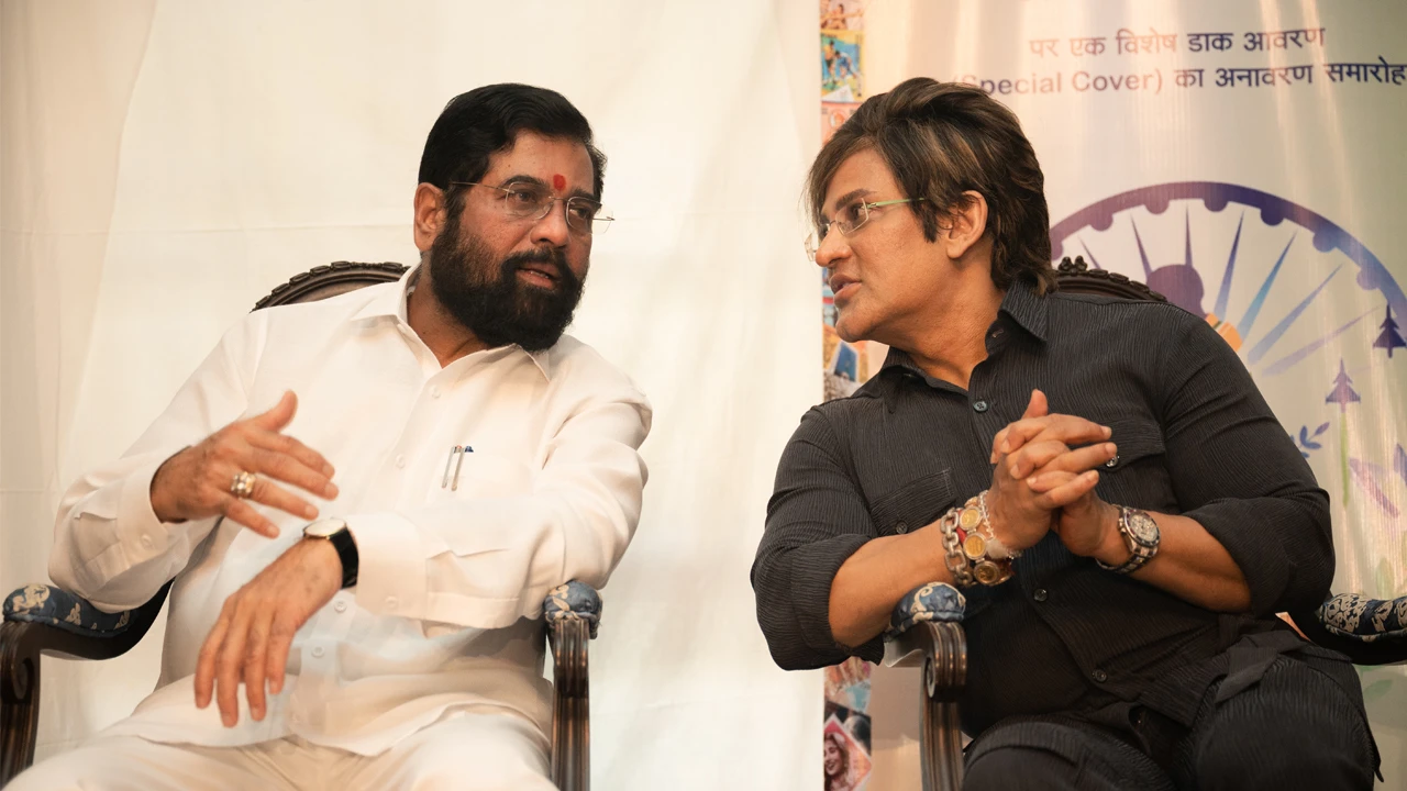 CM Eknath Shinde with Mr Yash Birla for India Post Special Cover Release 2