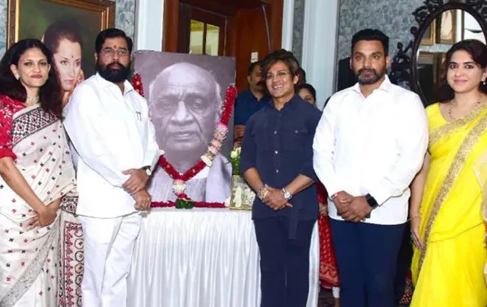 CM Eknath Shinde with Mr Yash Birla for India Post Special Cover Release